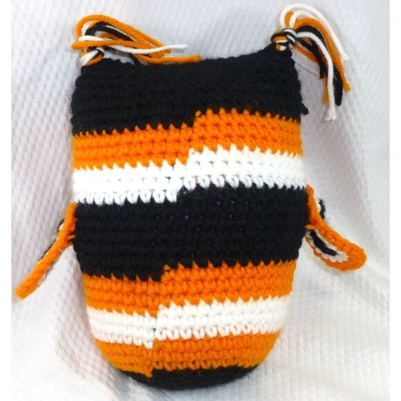 Handmade Crochet Owl Plushie In Black Orange & White With Tassel Ears - Cute & Q - Picture 4 of 8